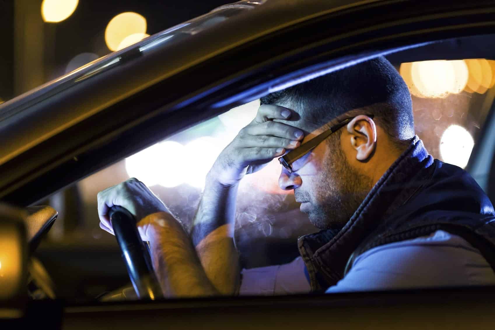 Man Stressed After Car Accident Stock Photo