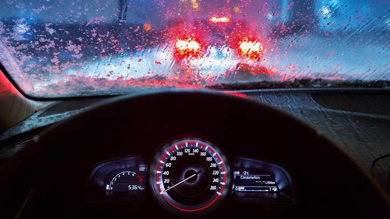 Driving In The Rain Stock Photo