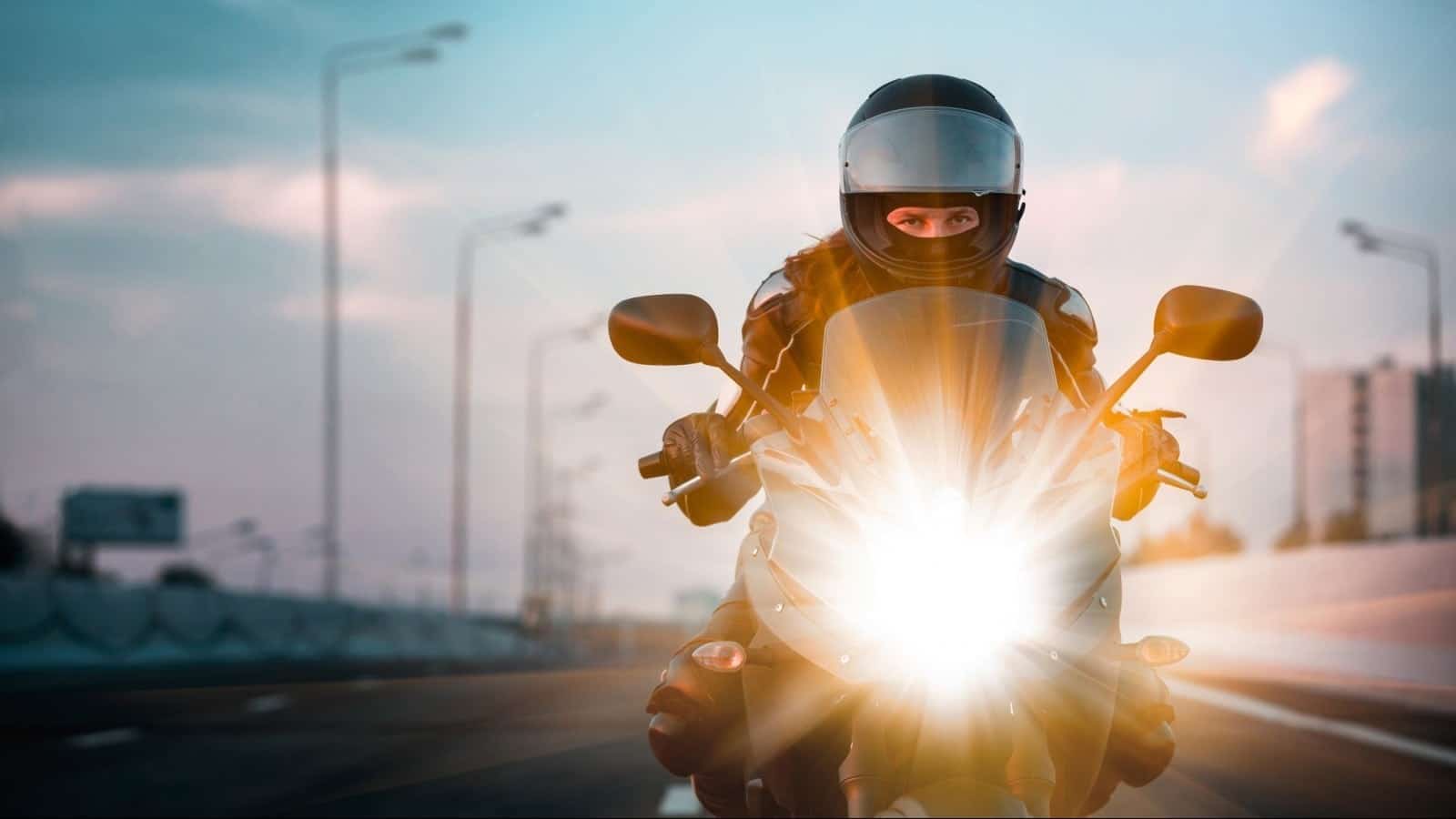 Woman Motorcycle Stock Photo