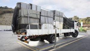Container Truck Being Weighed Stock Photo